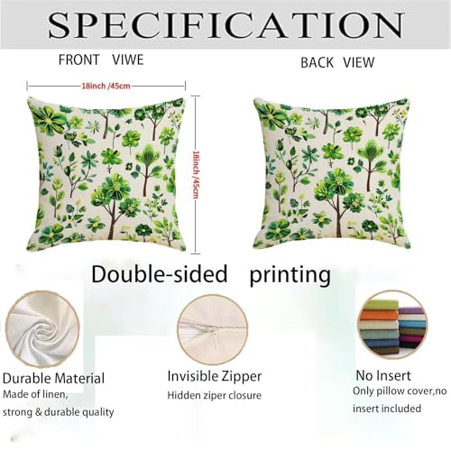 Housse de coussin lin vert imperméable 80x80 cm double face vintage