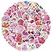 Cute Pink Aesthetic Flash Film Stickers for Girls,Women, 50PCS Cool Trendy Y2K Waterproof Stickers for Water Bottle,Laptop,Scrapbook, Funny Rose Pink Decals for Teens Adults, Party Supplies