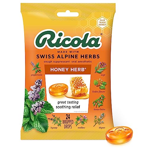Ricola Natural Herb Cough Suppressant & Throat Drops, Honey Herb, 24 Drops, 1 count