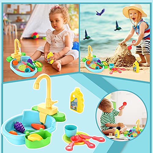 IHEHUA Waschbecken, Spielküche, elektrisch, vorgetäuscht, Geschirrspüler mit laufendem Spielzeug, Wassererziehung Baby… – Bild 2