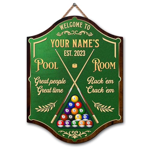 Artsy Woodsy Custom Billiards Bar & Lounge Wood Sign, Rack'em