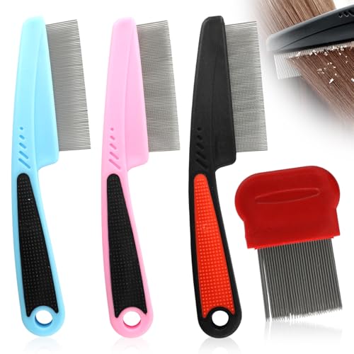 3 Pcs of Scalp Comb Psoriasis Stainless Steel Fine-Toothed Dandruff Combs with 1 Bulk Anti-Dandruff for Scalp Massage Care