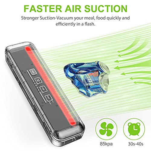 Koios Vacuum Sealer Machine, 86Kpa Automatic Food Sealer With Cutter, Pulse Function, Dry & Moist Modes, Compact Design, Led Indicator Lights, Silver #TOP2