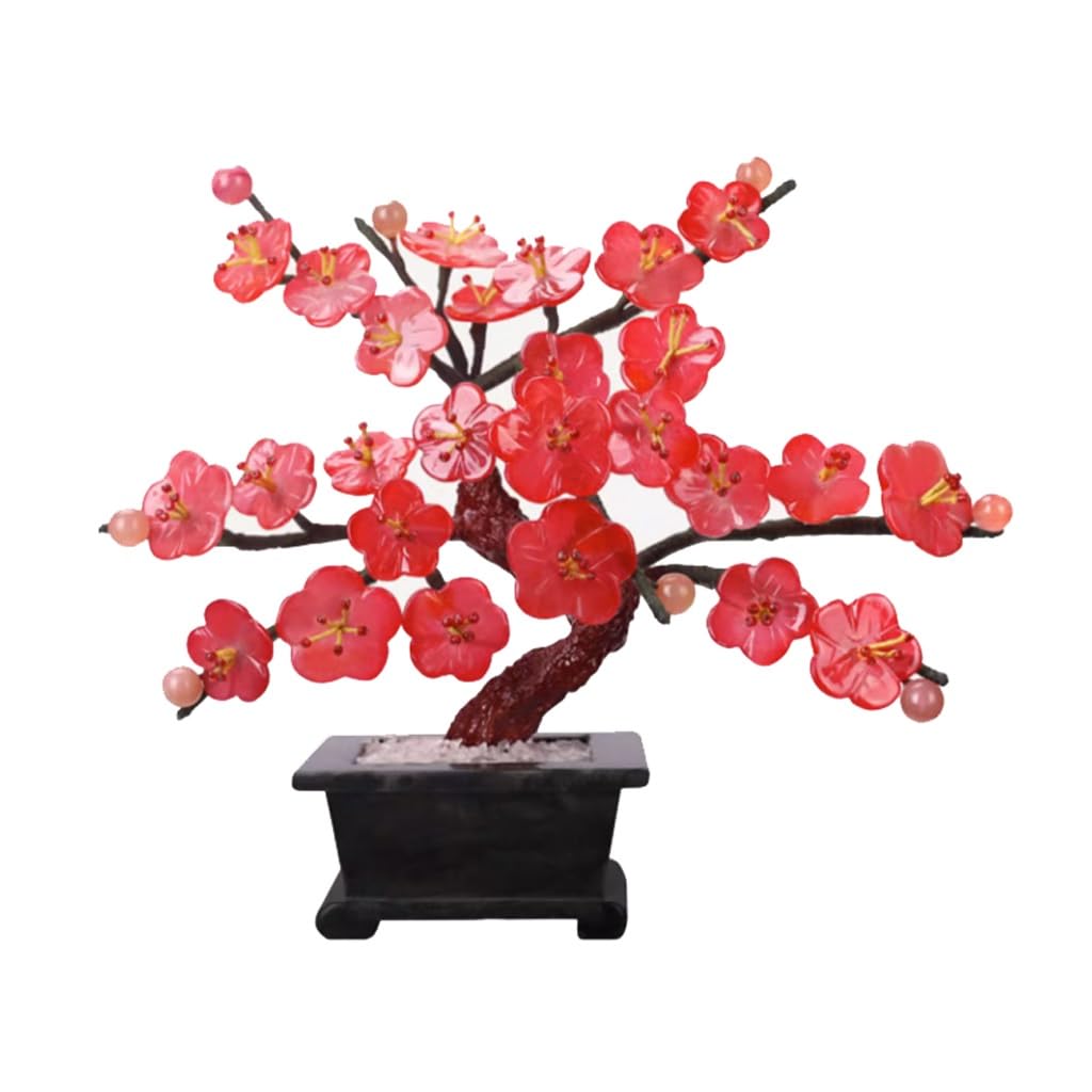 WDSOPK Artificial Plants Indoor Jade Plum Blossom Living Room Home Accessories Jade Carving Crafts Creative Bonsai Bookshelf Porch Decoration Plants Decor
