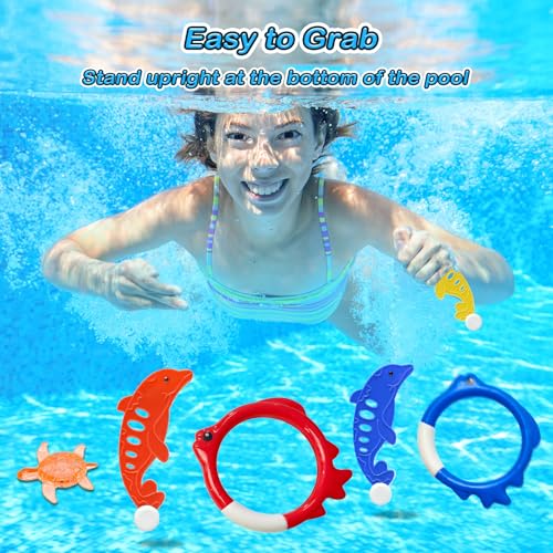 Jasonwell Pool Diving Toys Games - 25PCS Swimming Pool Toys with Dive Sticks and Rings Underwater Treasures Torpedo Bandits Fish Toy etc Fun Water Swim Toy for Boys Girls Adults Kids Teens by Jasonwell - Image 3