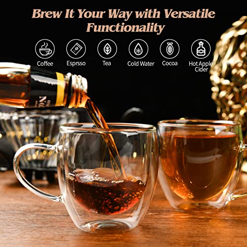 Keyloland Coffee Mug, 8Oz Espresso Cups, Borosilicate Glass Coffee Mugs Of 2 Packs, Double Wall Glass Coffee Mugs, Elegant Clear Coffee Mug, Insulated Glass Cups For Coffee, Tea #TOP4