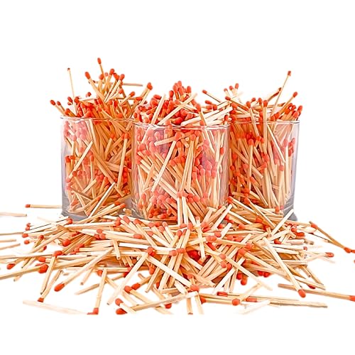 Image of 500 Count | 2 inch Orange Matches | Strikers Included | Color Tip Wooden Match | Refill for Matchstick Jars, Candle Display, Holders & Bottles | 2 in inches Long