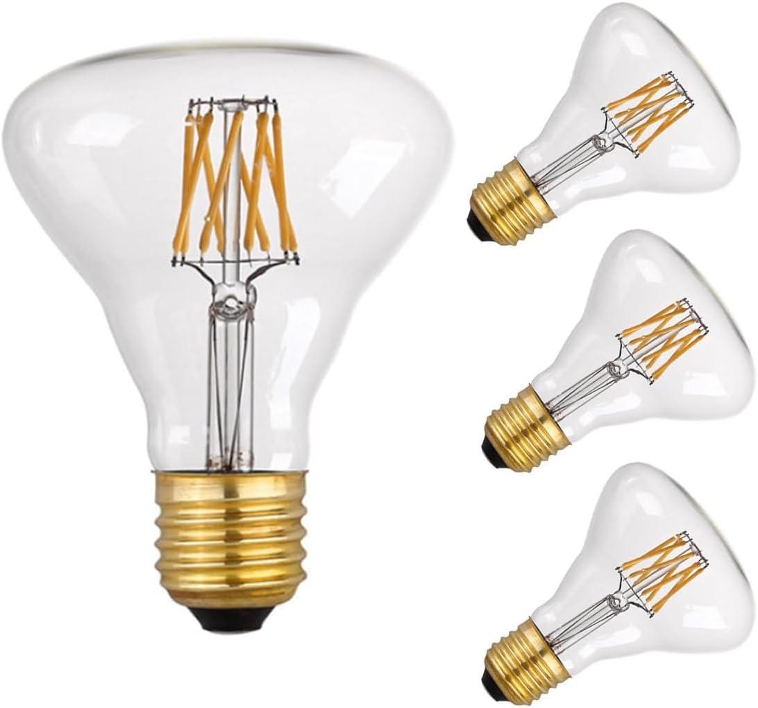 LED Vintage Edison Bulb, Dimmable, LED Flood Light Reflector, R80/BR30 8W (80W Equivalent), 750 Lumen, 2700K (Warm White), Medium Base E26, CRI 85+, 110-120v, Pack of 4 (Clear)