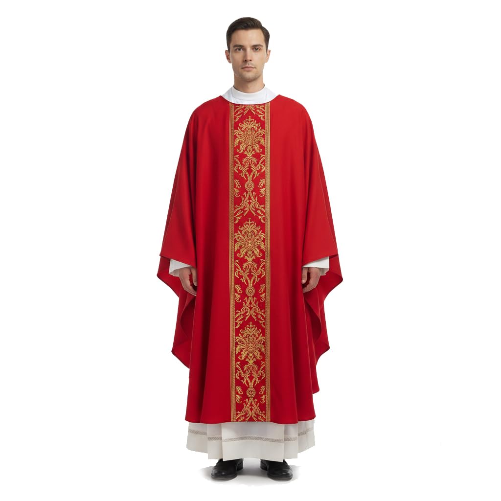 Bata de casulla para iglesia MYAYD de sastrería eclesiástica tradicional 8
