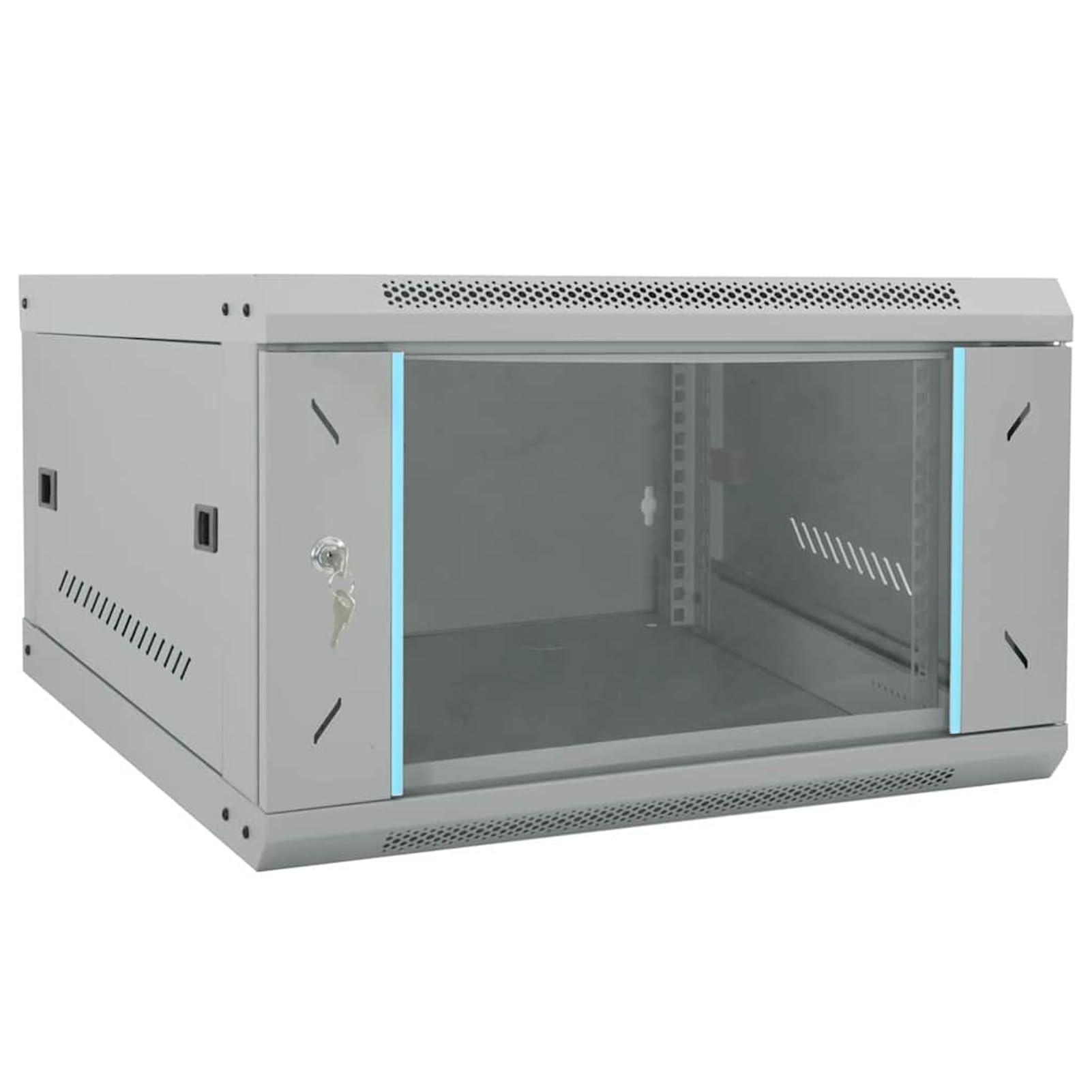 Armadio di rete grigio, 53 x 60 x 30 cm, in acciaio con vetro di sicurezza, montaggio a parete, per ufficio, sala server e rete domestica