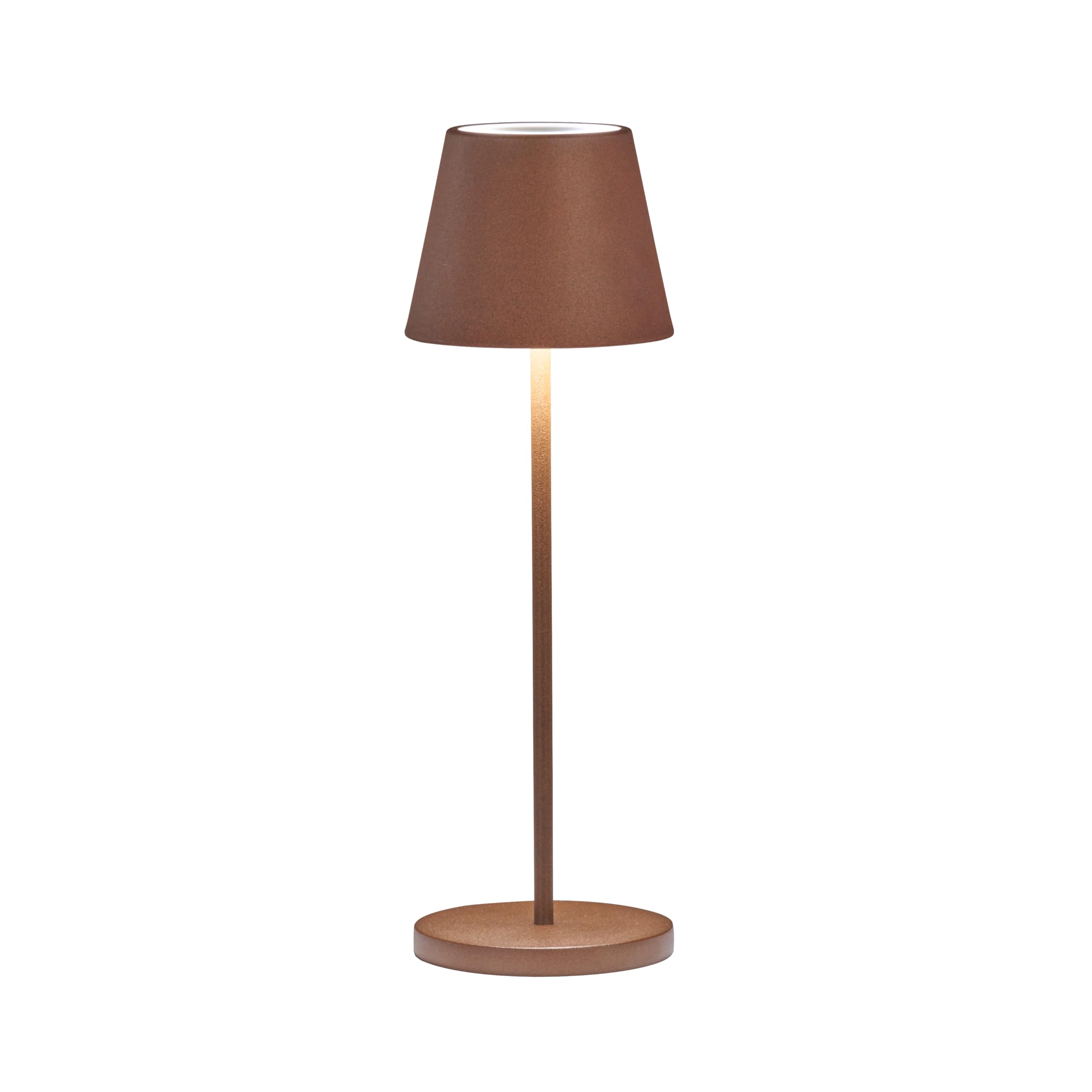 Outdoor Akku Tischlampe COSENZA Rostfarben ohne Kabel mit USB Anschluss & Ladestation