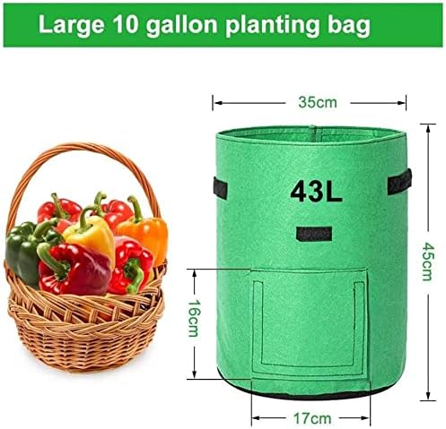 DSLIHA Potato Grow Bags, Upgraded 2 Pack 10 Gallon Potato Growing Bags Potato Planter Bags with Flap and Long Handles for Potato, Tomato (Green+Black)