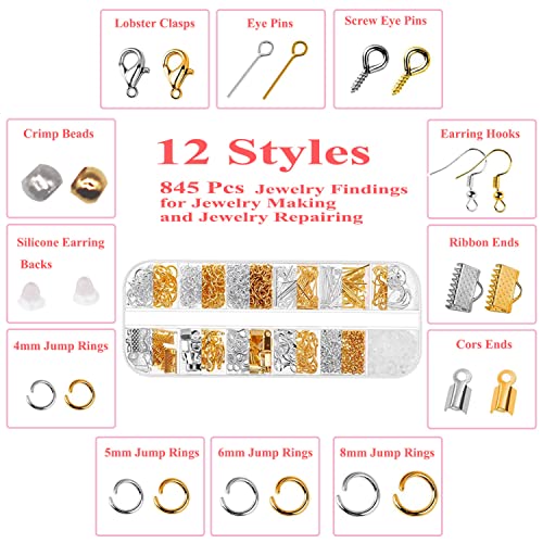 Monvict Jewelry Making Supplies Kit, 24 + 845 Pcs Jewelry Making Supplies Jewelry Making Tools Kits For Jewelry Repair Crafting Earring Ring Beading Making Tools Tools #TOP3