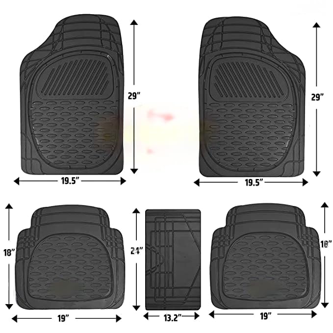 Image of 6225 FelxTough All Season Rubber Floor Car Mat for Car SUV, Universal Self Cut to Perfectly Fit (Black)