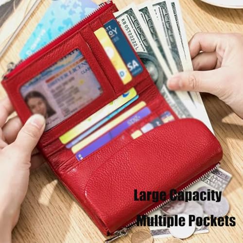 Unisex Pebble Leather Wallet, Genuine Leather Soft Purse for Coins and Cards, Small Wallets with Credit Card Holder for Women, Card Holder & Coin Purse (Dark purple)2