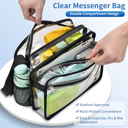 Mildbeer 2-Compartment Clear Stadium Messenger Bag for Concerts, Games & Events3