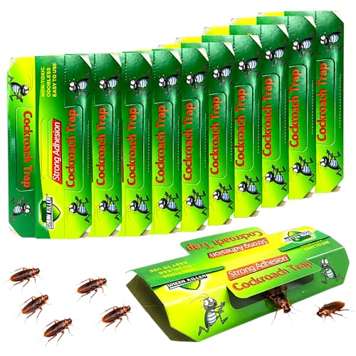 LUXELINE 10-Pack Cockroach Glue Traps Indoor Sticky Roach Traps for Home Non-Chemical Physical Capture Traps Easy Placement Roach Monitoring Trap