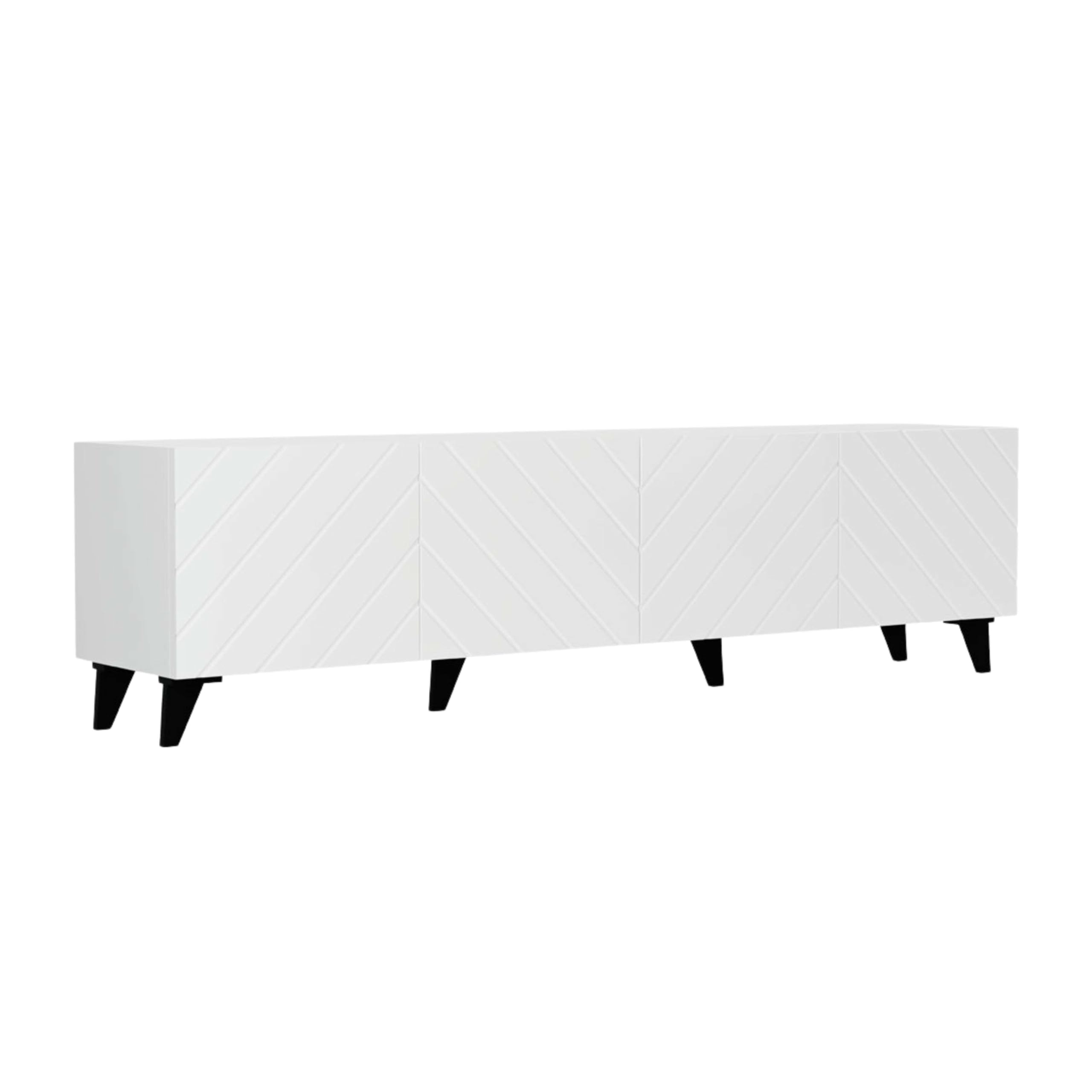 Miroytengo Mueble de TV de 4 Puertas 200 cm Mueble de Comedor Josi Salón Melamina Blanco Brillo