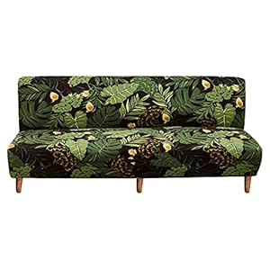 NILUOH Futon Slipcovers Stretch Armless Sofa Slipcover Furniture Protector for Foldable Futon Armless Sofa Cover Folding Couch Shield with Elastic Bottom, Large