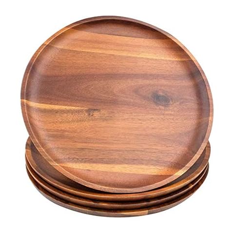 AIDEA Acacia Wood Dinner Plates Set of 4 Cover
