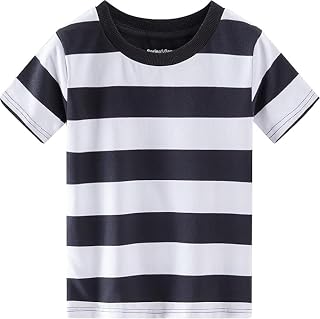 Spring&Gege Jungen Kurzarm T-Shirt mit Streifen Rundhalsausschnitt aus Baumwolle für Kinder