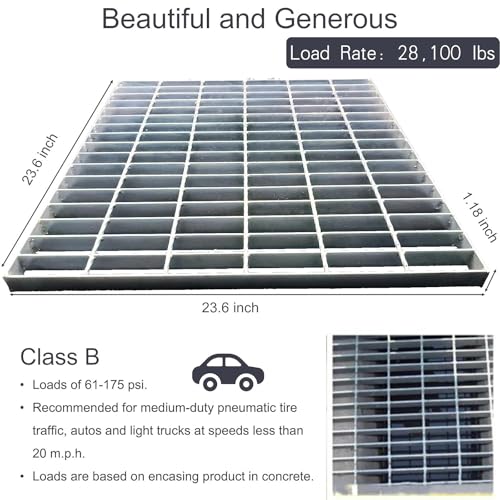 Image of Galvanized Steel Drain Grate, Driveway Channel Cover 24x24 in