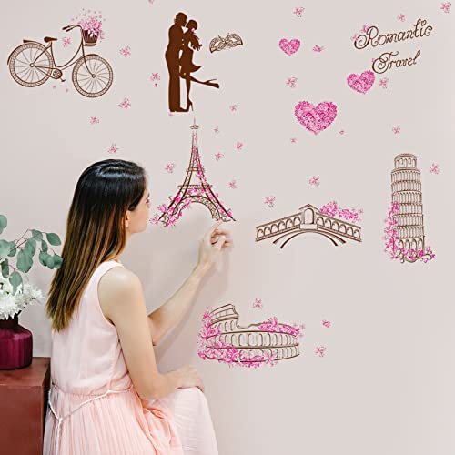Ciwei Paris Wall Stickers Eiffel Tower - Wall Decal Vinyl Decoration Removable Self-Adhesive Mural Gift Living Room Background Wall Decoration Kitchen Office Girl Room #TOP1