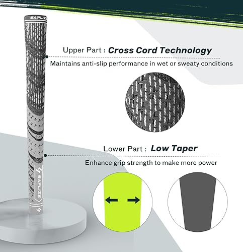 SAPLIZE Cross Cord Golf Grips Set of 13 Grips with Tape or Full Regripping Kit, Standard / Mid / Jumbo Size, Low Taper Design, Multi-compound Hybrid, Anti-Slip Golf Club Grips, CL03 Series - Image 3