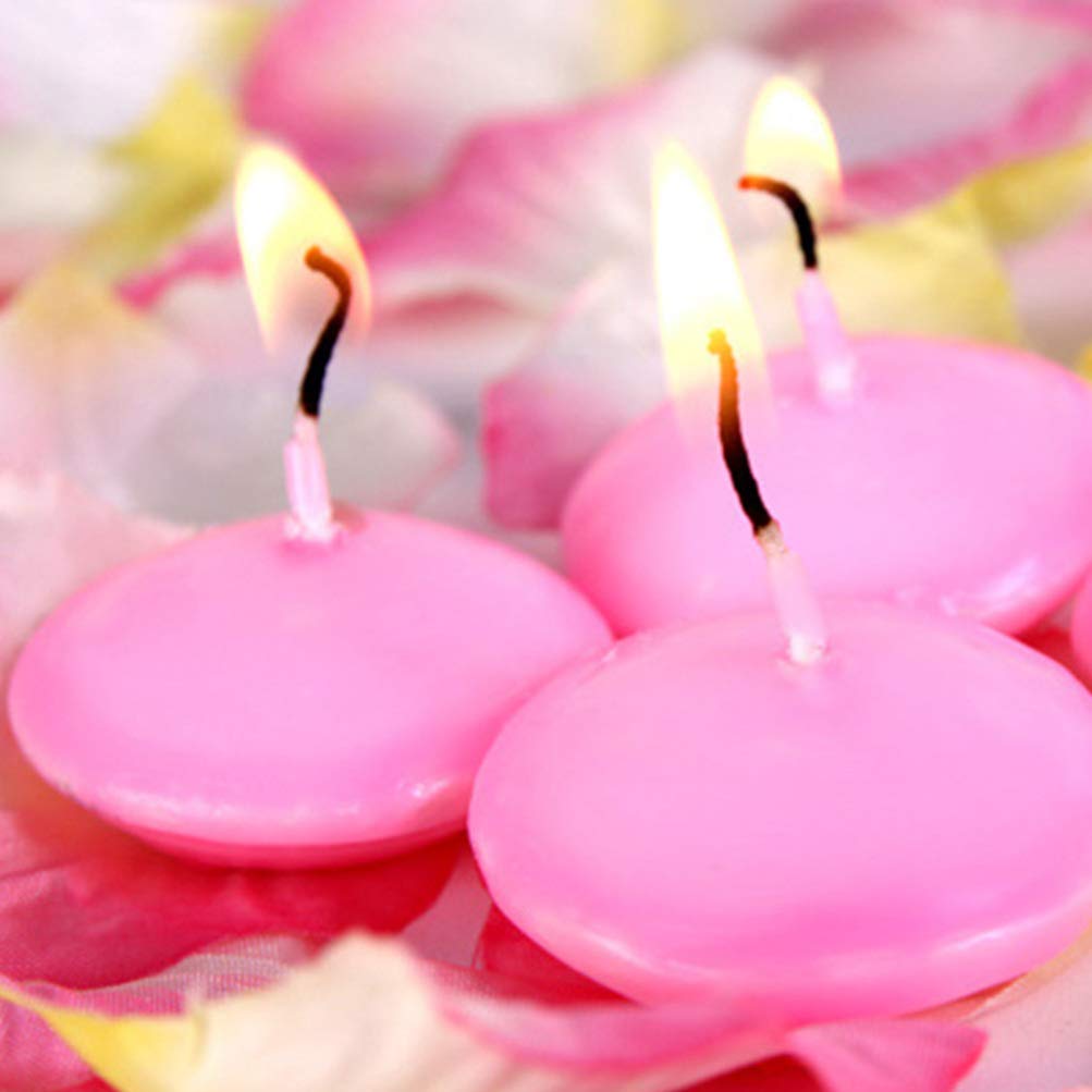 Healifty 10pcs Water Candles Red Decorations Unscented Home Decoration Romantic Candles Floating Votive Candles Round Candles Floating Candles Make Tea Small Candle Pink Wedding