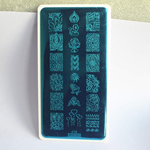 Mandala Flower Pattern Nail Stamping Template Heart Leaf Nail Art Image Plates Diy Nail Designs Manicure Stamp Plate Stainless Steel Nail Print Stencil #TOP2