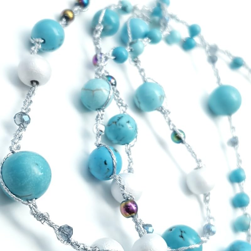 Collier crochet Setaria turquoise Bouly&Cailloux en acier inoxydable bleu - 2