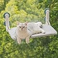 MEWOOFUN Cat Window Bed Hammock for Indoor Cats - 54x30cm Foldable Cat Window Perch w/Reversible Mat, Upgrade Strong Suction Cups Sturdy Holds Up to 18kg, Grey