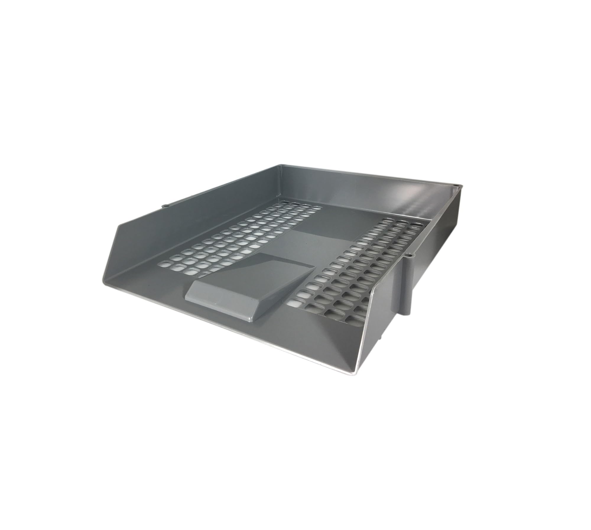 Nobel 3-Tier Stackable Letter Tray Desk Organiser with Risers, Black, for A4 Documents, Space-Saving Filing System (Grey, Single Letter Tray)