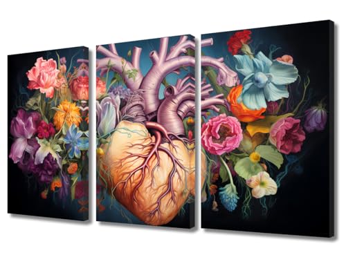 Cœur anatomique cadeau idéal peinture sur toile encadrée triptyque design moderne d'Halloween