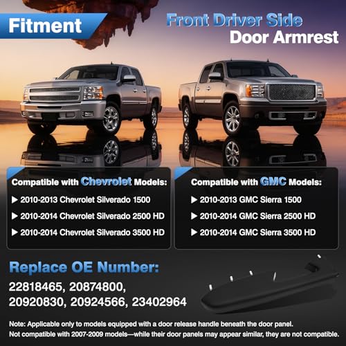 Chevy GMC Sierra Silverado Front Left Armrest Repair Kit