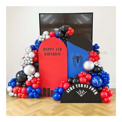 Image of Spider Balloon Arch Garland Kit - 151Pcs Spider Theme Birthday Decorations Royal Blue Black Red Silver Spider Arch Kit for Man Baby Shower Super Spider Hero Theme Boys Kids Party Decorations