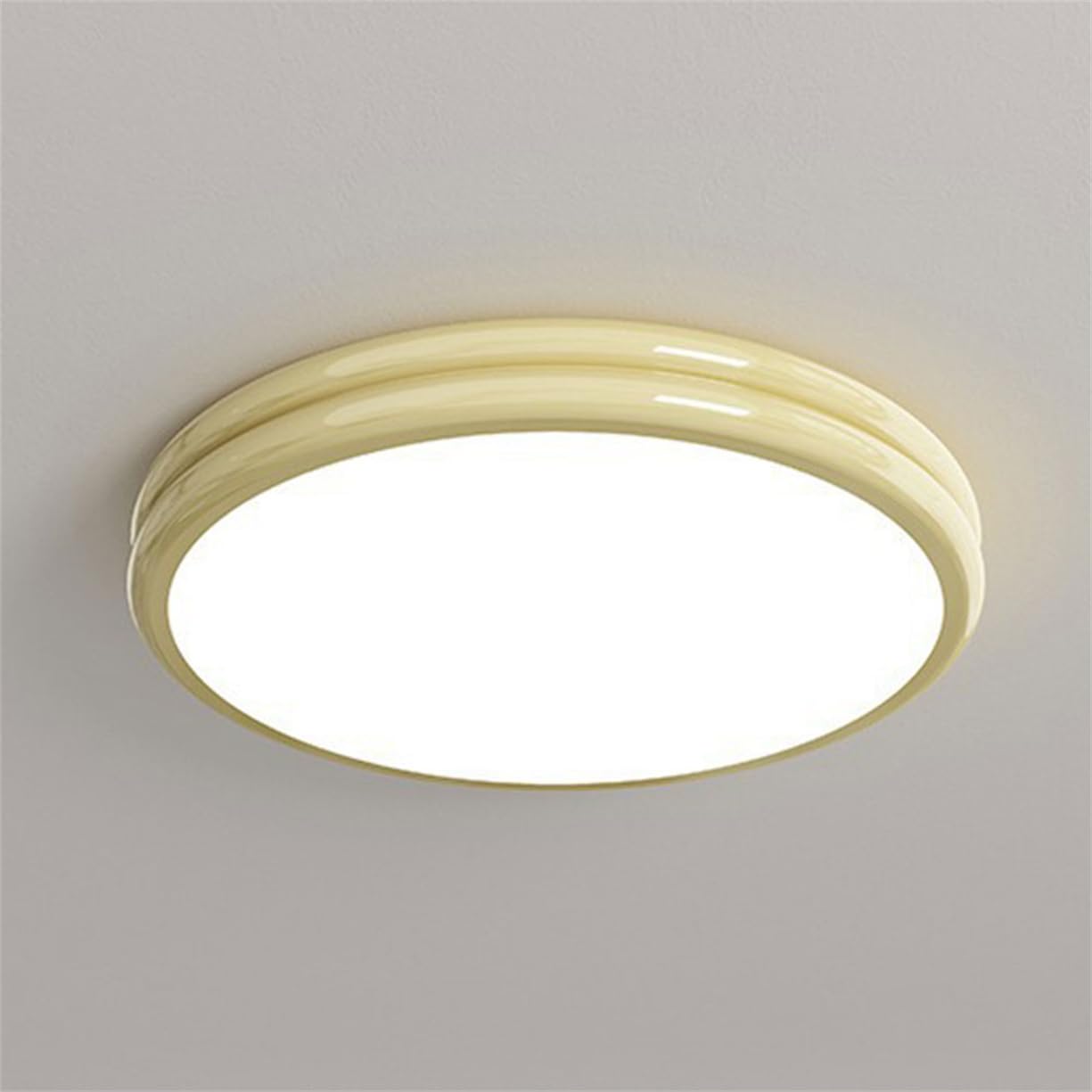 JXYDJH Cream-Color Bedroom Ceiling Lamp Minimalist Style 19.7Inch LED Ceiling Lighting Modern Circle LED Dimmable Light Fixture, Scandinavian Style Lamp for Dining Room Hallway,Bedroom Foyer