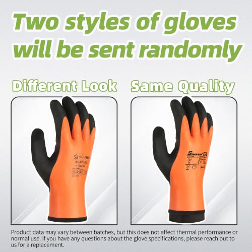 Image of Schwer 2 Pairs 100% Waterproof Winter Work Gloves Latex Coated, CR3302-1, M