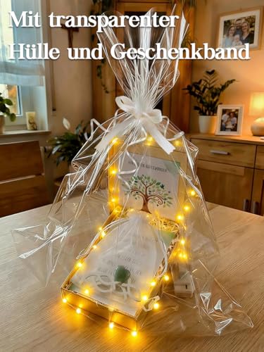 Geldgeschenk Konfirmation mit Led, Konfirmation Geschenk Junge Mädchen Deko, Geschenkbox Geldgeschenke Verpackung mit Reagenzglas konfirmationskarten Holzspäne Fisch Herzstein Geschenktüte