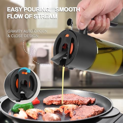 Gelibo 2-IN-1 Oil Sprayer for Cooking,Oil Dispenser for Kitchen,500ML,Black - image 6