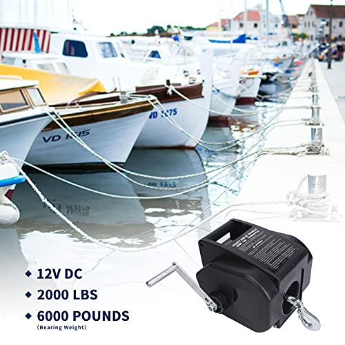 Cygrd Portable Trailer Winch, Reversible Electric Winch 12V DC, Power-in, Power-out and Freewheel Operations for Boats 2000 lbs with Wireless Remote Control and Hand Crank - Image 7