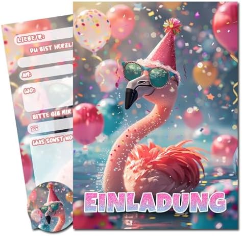 ZETTMANN 10er Set Einladungskarten Kindergeburtstag - Glitzer-Eulen Design, DIN A6, Klimaneutral