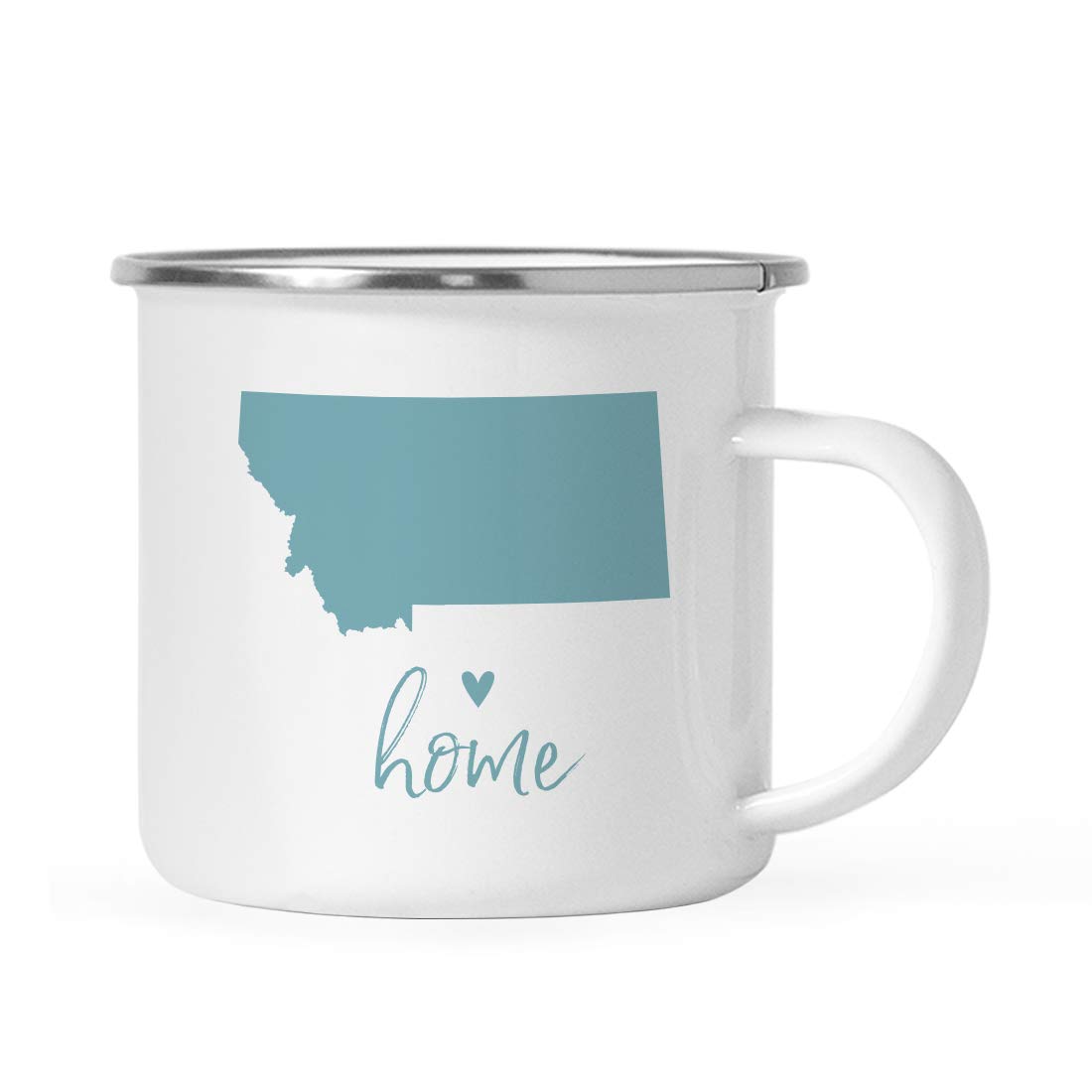 Andaz Press 11oz. US State Stainless Steel Campfire Coffee Mug Gift, Aqua Home Heart, Montana, 1-Pack, Metal Camping Camp Cup Long Distance Moving Away Hostess Graduation Gift