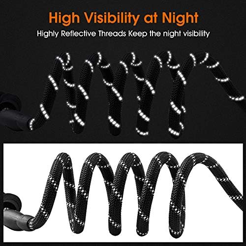 JBYAMUK 5 FT Strong Dog Leash with Comfortable Padded Handle and Highly Reflective Threads for Medium and Large Dogs (5-FT, Black Black)