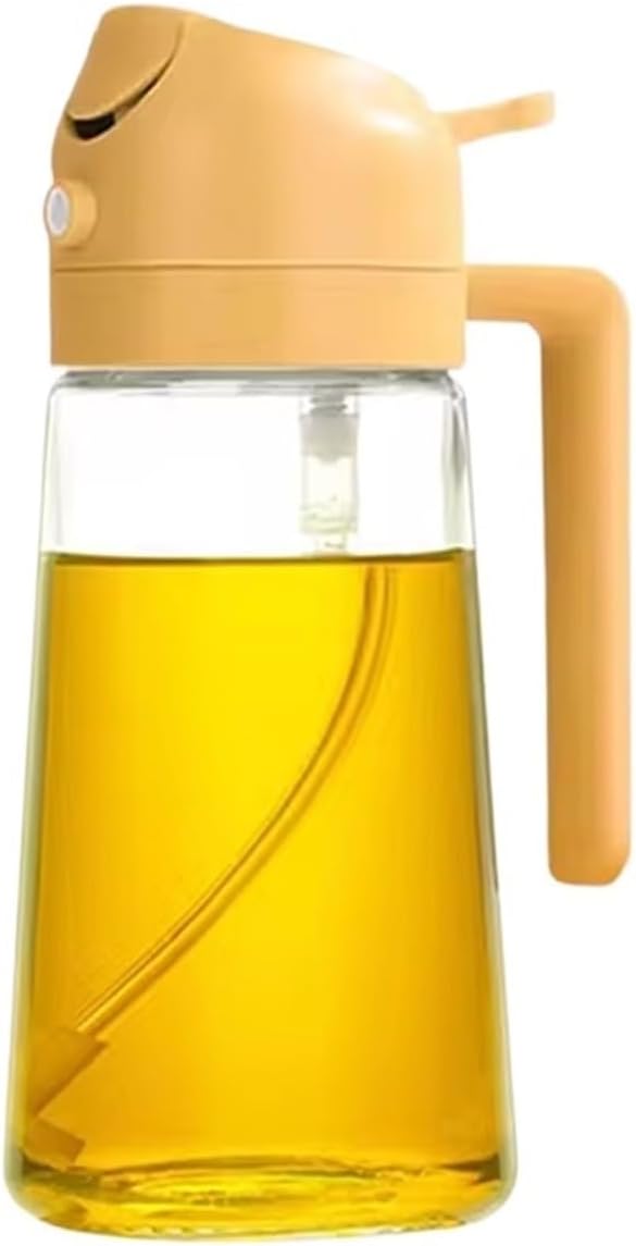 2-in-1 Oil Dispenser Sprayer Pourer Bottle Plastic Container Vaporizer For Kitchen Salad Barbecue Camping Cooking(Plastic 2Pcs White)