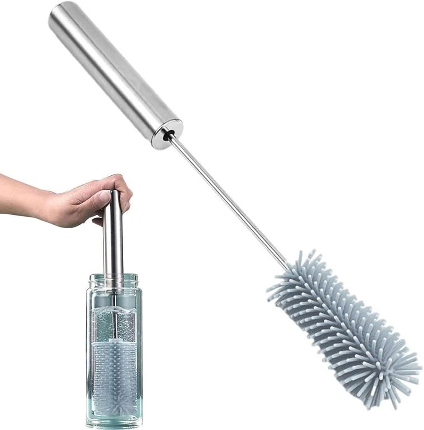 Cleaner Brush Long Handle Bottle Brush Cleaning Brushes Kitchen Cup Glass Cleaning Tool For Bottle (Color : Dark gray)
