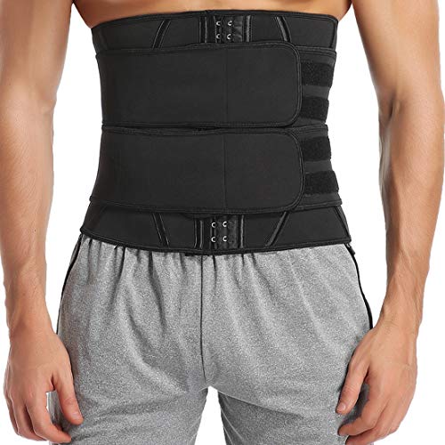 SHAPERIN Neoprene Waist Trimmer Belt Waist Trainer, Men's Workout Waist Trainer for Weight Loss with Double Belts