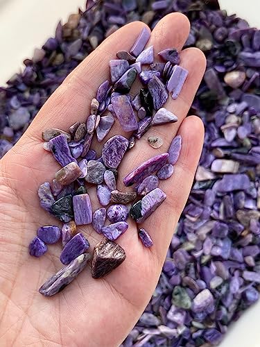 Image of 2 oz Lot Natural Charoite Semi Tumbled Charoite Gemstone Chips, Charoite Crushed Mini Crystals, Undrilled Crystal Chips (Charoite)