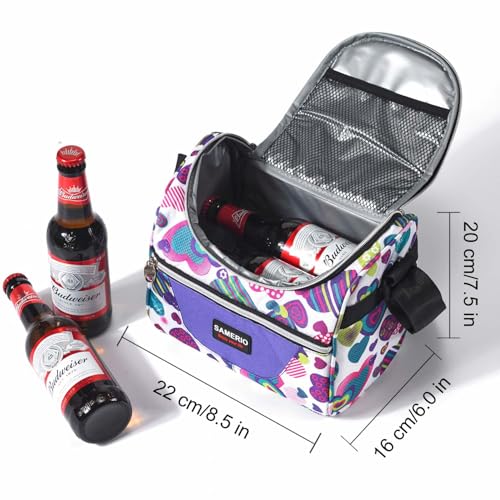 Kids Lunch Bag insulated Lunch Box Lunch Organizer Cooler Bento Bags for School Work/Girls Boys Children Studen Women with Adjustable Strap and Zip Closure Travel Lunch Tote, Front Pocket (purple)