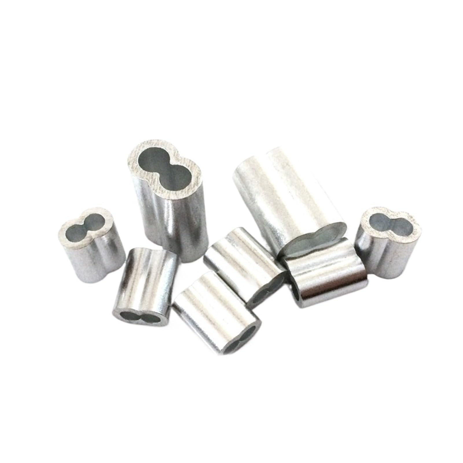 Manicotto a crimpare per funi d'acciaio, Manicotto Manicotto for crimpatura cavi in ​​alluminio, forma 8, anello for crimpatura ghiera a doppio foro(5mm)